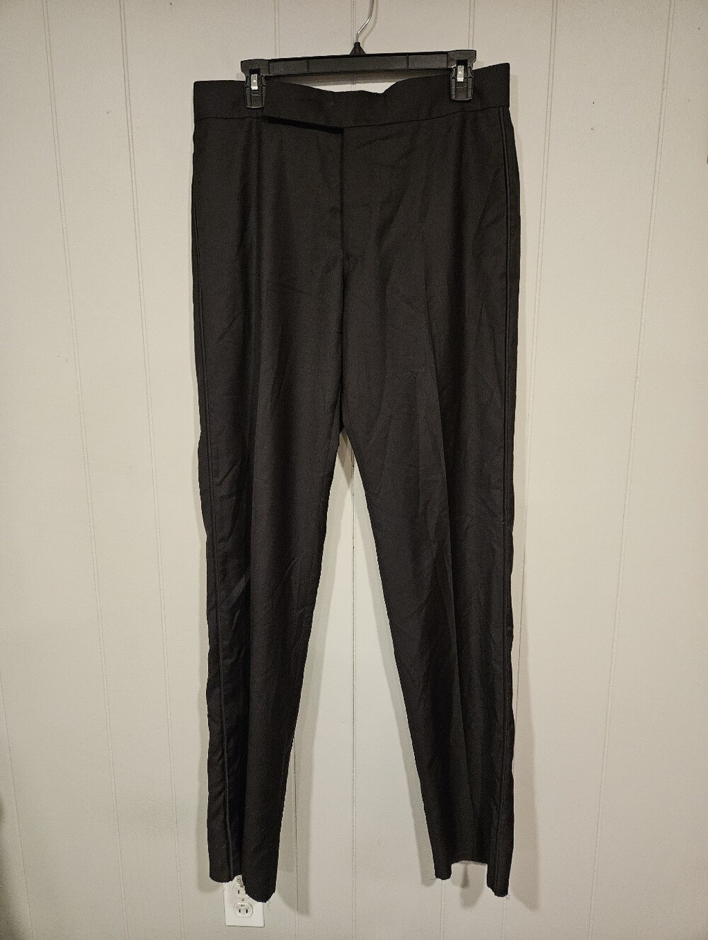EMPORIO ARMANI Mens Unhemmed 33x36 Striped Leg Black Tuxedo Pants Trousers NWOT